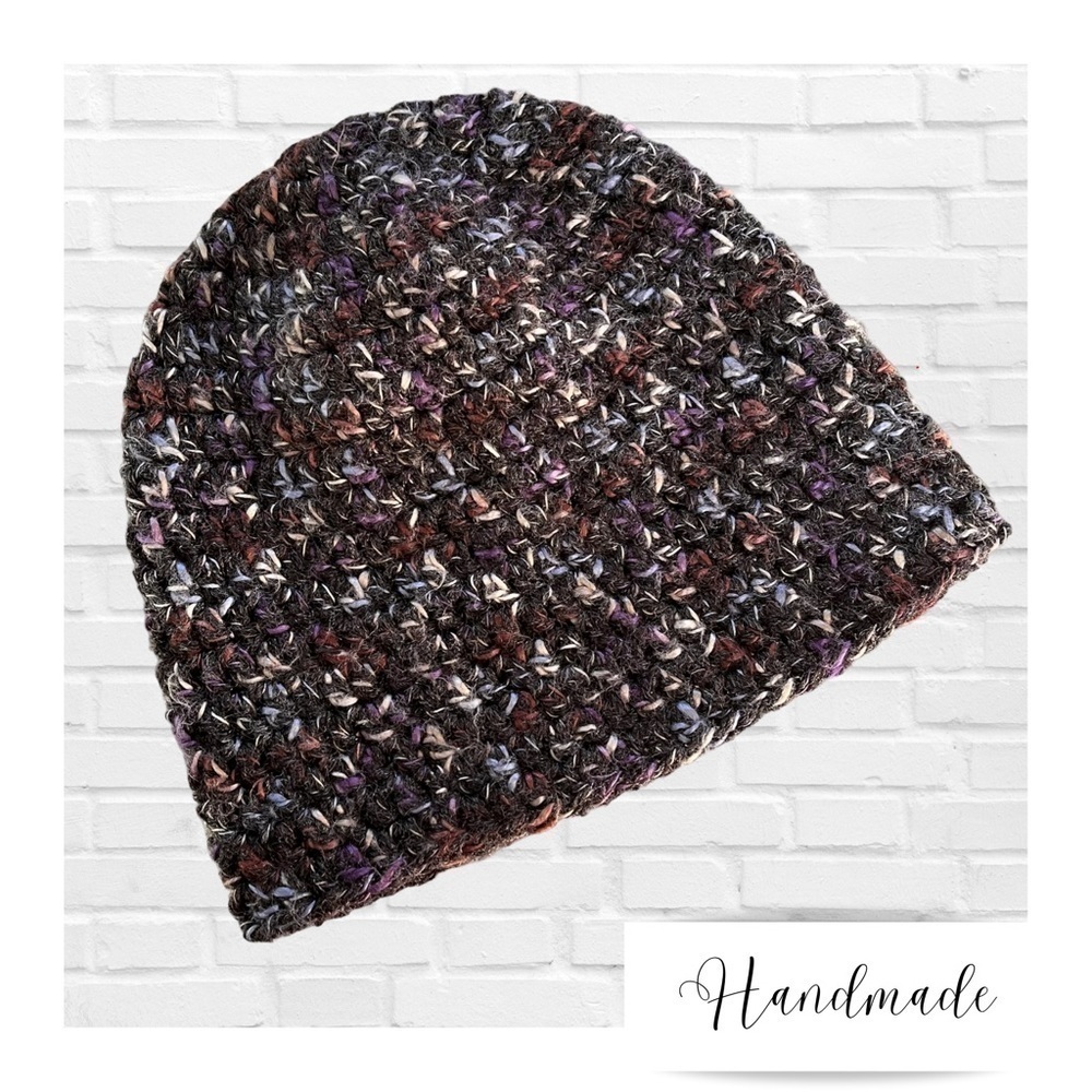Hand Crocheted Beanie Hat Adult Unisex Multi Color Gorpcore Scandi Girl Hippie
